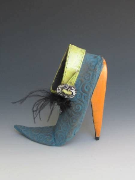 Great Raku Fired Clay Work Of Artist Joanne Bedient Love This Shoe Stocking Art Shoe Print