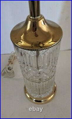 Vintage Leaded Cut Crystal Brass Table Lamp Vintage Table Lamp