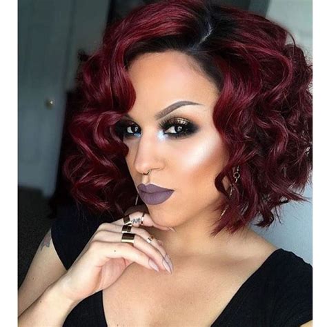 Sexy Short Wavy Human Hair Lace Wigs For Black Woman 1bburgundy Ombre