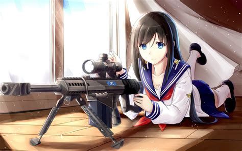 anime girl with sniper wallpapers wallpaper cave