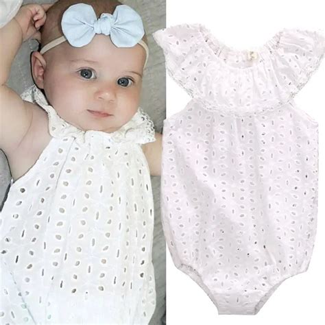 Cute Newborns White Lace Baby Rompers Summer Infant Baby Girls Clothes