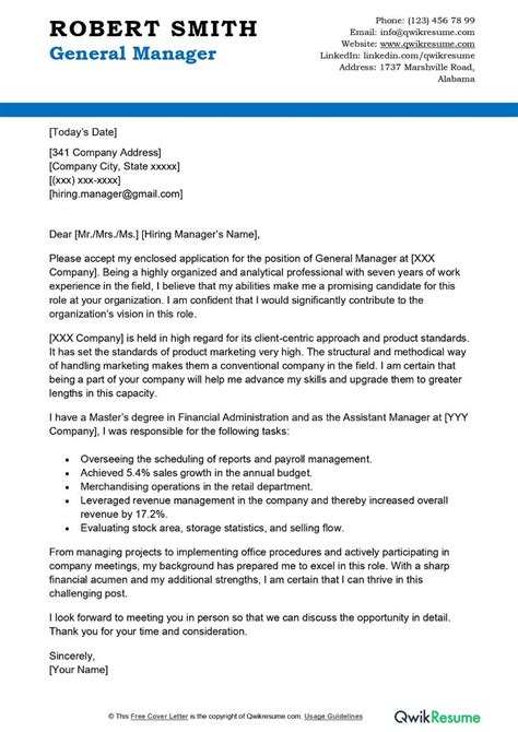 Branch Manager Cover Letter Examples Qwikresume