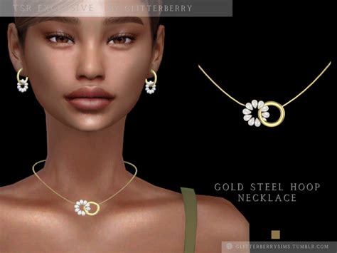 The Sims Resource Gold Steel Hoop Necklace