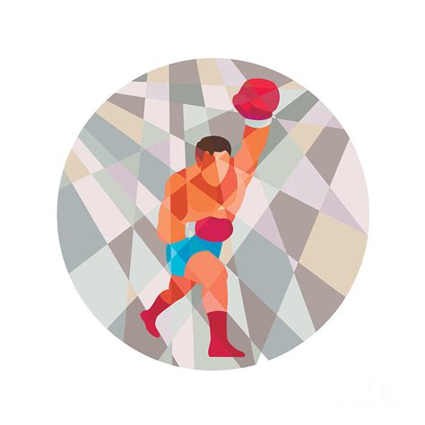 Boxer Boxing Punching Circle Low Polygon Digital Art By Aloysius Patrimonio