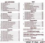 Chinese Food Menu Typical