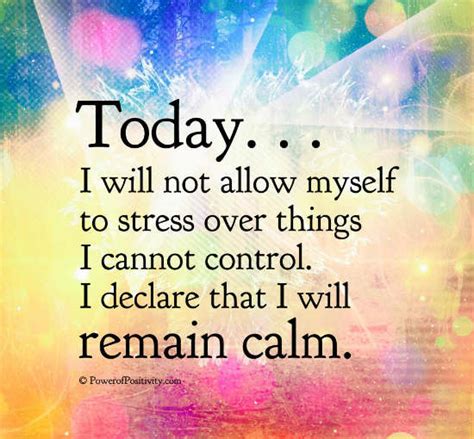 I Will Not Allow Myself To Stress Over Things I Cannot Control I Will Remain Calm Quote