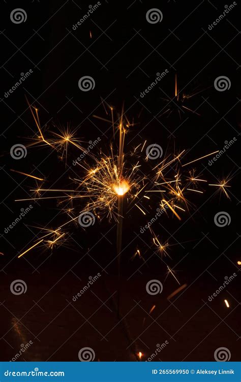 Sparkler Burns In The Dark Stock Photo Image Of Bright 265569950
