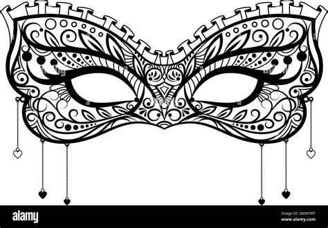 Elegant Carnival Mask Black Ornate Lace Masquerade Mask Vector