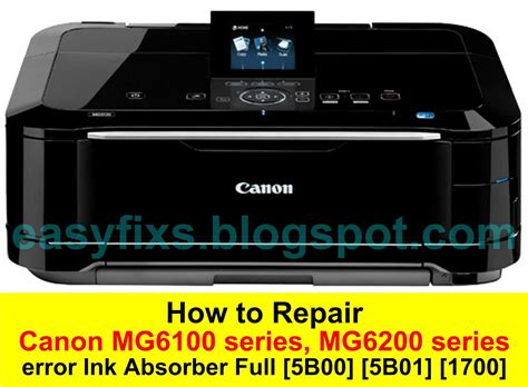 The waste ink absorber is almost full. easyFIXS: Repair Canon MG6100 series, MG6200 series ink absorber full error, error code: [5B00 ...