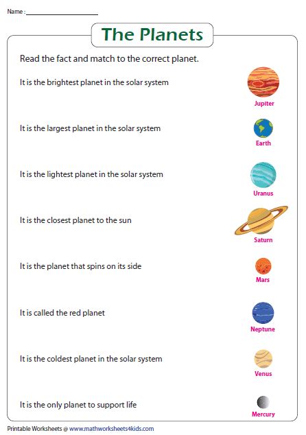 5th Grade Science Worksheets Planets Willis Bedards School Worksheets