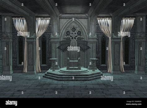 Digitally Rendered Empty Dark Throne Room 3d Illustration Stock Photo
