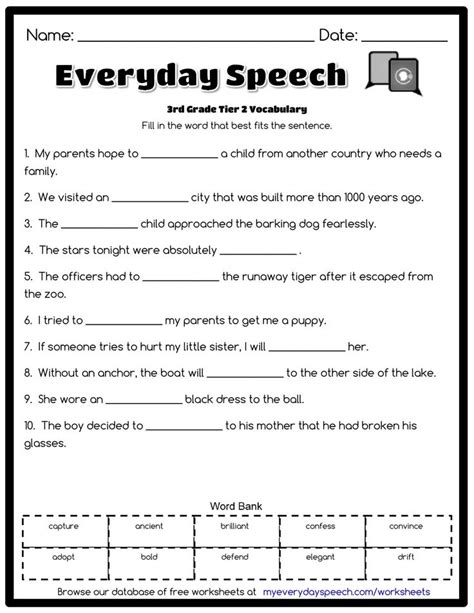 Language Art Worksheets For 3rd Graders