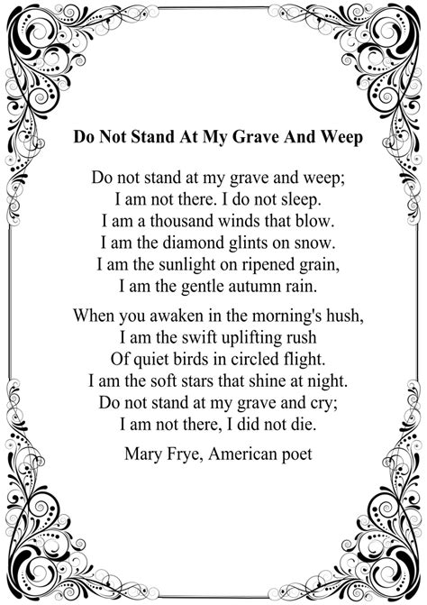 Poem Do Not Stand At My Grave And Weep Words Listnsa