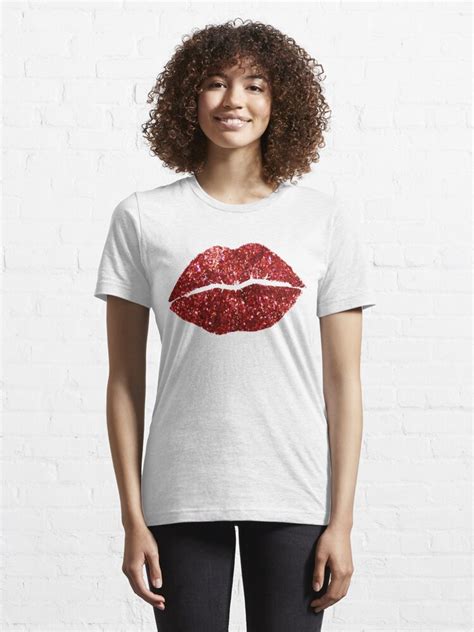 red glitter lips t shirt for sale by myheadisaprison redbubble lips t shirts kiss t
