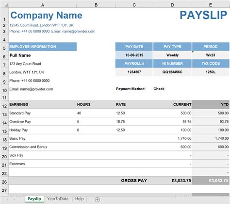 Excel Payslip Template Download