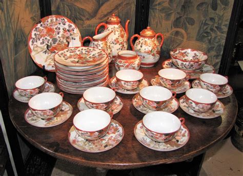 38 Piece 19th C Japanese Kutani Porcelain Tea Set 527962