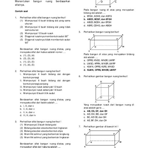 Soal Matematika Kelas Bangun Ruang Kubus Dan Balok Catatan Tkj Riset