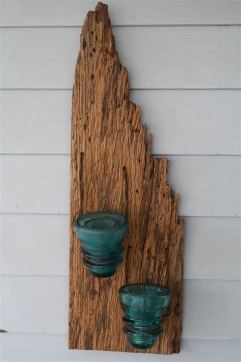 Double Recycled Barn Wood Candle Sconce With Glass