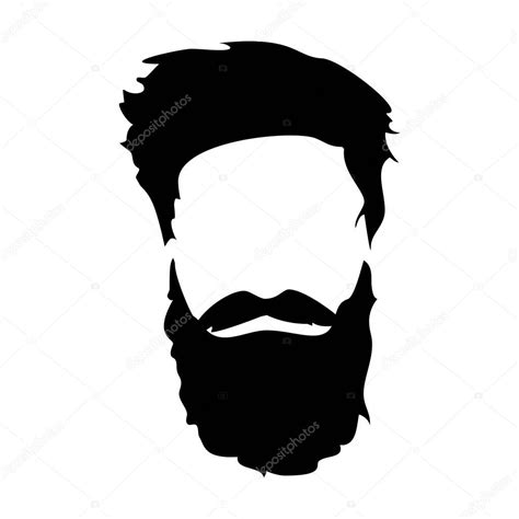 Hipster Detailed Hat And Beards Fashion Bearded Man Silhouette Black