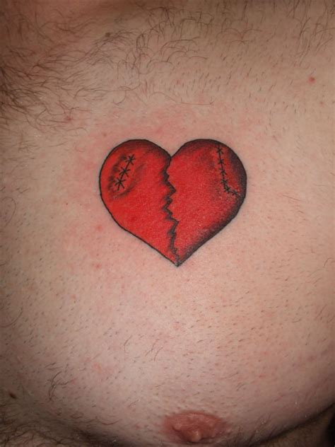 Red Broken Heart Tattoo On Chest Tattoo Designs Tattoo Pictures