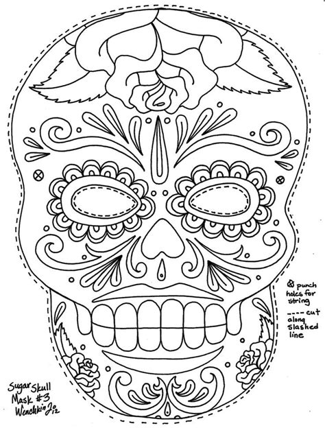Day Of The Dead Masks Coloring Pages Skull Coloring Pages Skull
