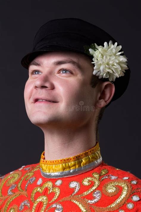Portrait Of A Young Guy Wearing A Folk Russian Costume Stock Image