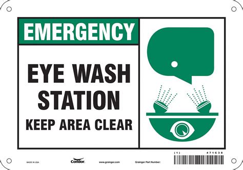 Condor Safety Sign Eye Wash Station Keep Area Clear Sign Header