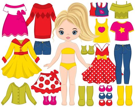 Paper Doll Clipart Vector Dress Doll Clipart Girl Clipart Etsy