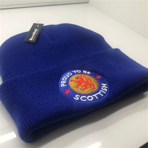 Proud To Be Scottish Beanie Hat Embroidered Scotland Beanies