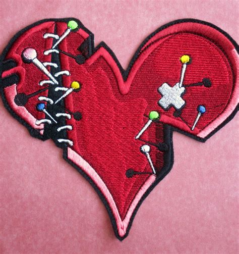 Embroidered Valentine Broken Heart Applique Patch Pins And Etsy