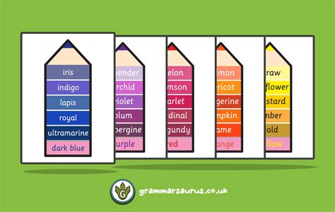 Colour Synonym Poster Pack Grammarsaurus