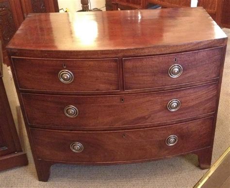 Antique Regency Mahogany Bow Front Chest Of Drawers With Brass Drop Handles Circa 1800 246552