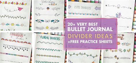 20 Best Bullet Journal Divider Ideas Free Practice Sheets