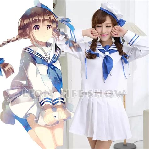 Wadanohara And The Great Blue Sea Sailor Suit Uniform Skirt Cosplay Costumes White Set In Anime