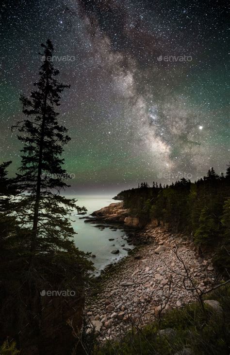 The Milky Way Over Acadia National Park Maine Stock Photo By