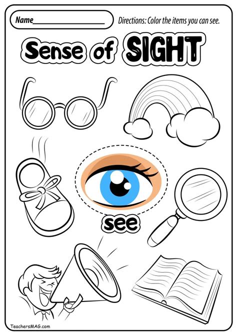 He'll connect each sense with the picture that goes with it. Free Five Senses Worksheets | TeachersMag.com