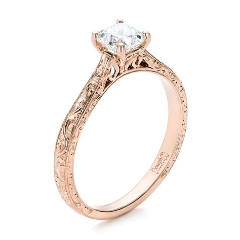 Custom Rose Gold Solitaire Diamond Engagement Ring 101618 Seattle