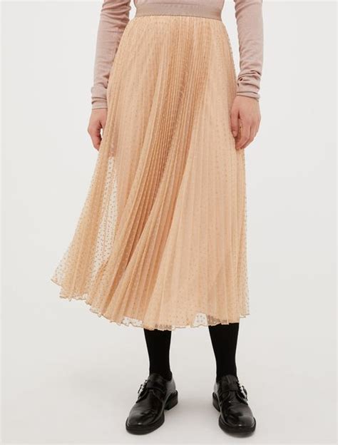 Pleated Jersey Tulle Midi Skirt Legione Womens Clothing Maxandco