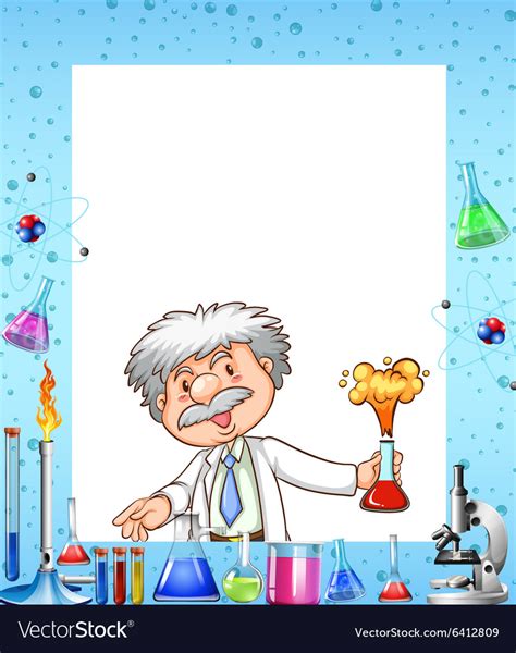 Border Design With Scientist And Chemicals Vector Image
