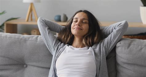 Happy Tranquil Millennial Woman Relaxing On Stock Footage Sbv 338161750