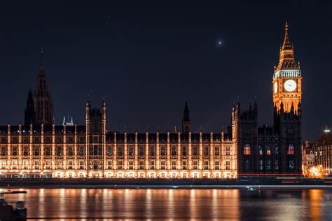 The Houses Of Parliament And Big Ben In London Lit Up On An Evening