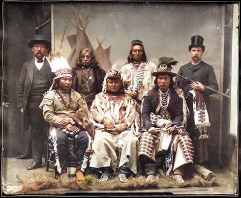 Sahaptin Tribal Representatives In 1890 Colourised Back Row John Mcbain Far Left Cayuse