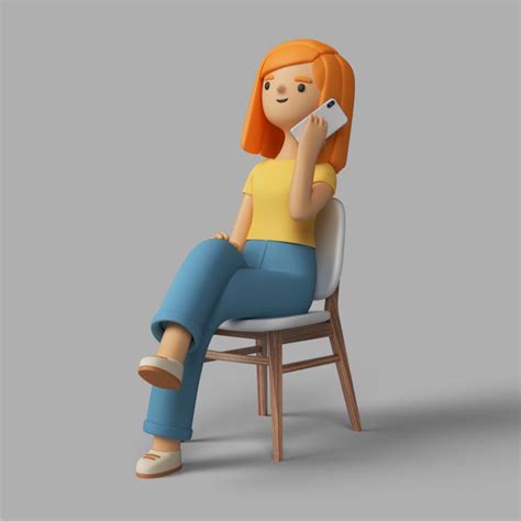 آیکون سه بعدی زن در حال صحبت کردن با گوشی هوشمند