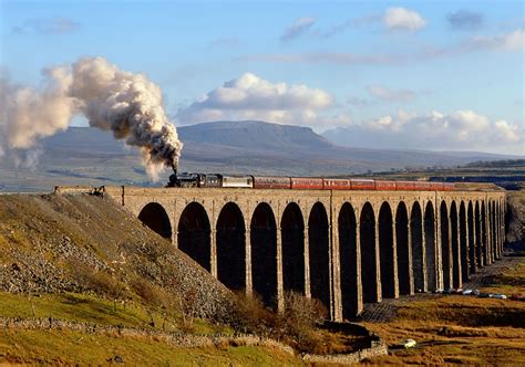 Ribblehead Viaduct And Steam Train View From The Air Brigantes