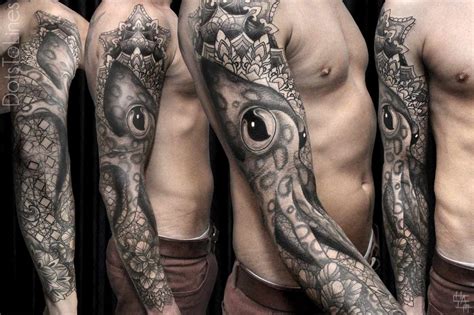 When all else fails and you still can't find the perfect octopus tattoo, you can always turn to realistic tattoos. Octopus Sleeve Tattoo by Chaim Machlev - InkedCollector