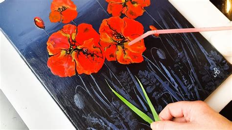 Painting Beautiful Poppies Using Real Plants Straw Blow Abcreative