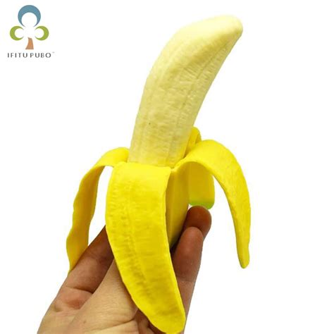1pc 17cm simulation banana toys prank props soft silicone banana peeling toys practical jokes