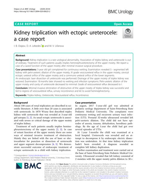 Pdf Kidney Triplication With Ectopic Ureterocele A Case Report