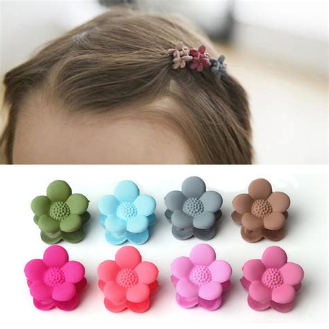 Children Colorful Assorted Small Cute Hair Claw Kids Plastic Flower