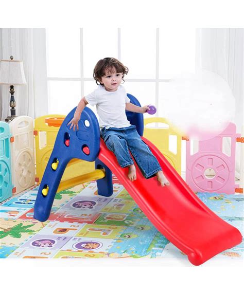 Webby Foldable Baby Garden Slide On Rent Blue And Red Baby Gear On Rent